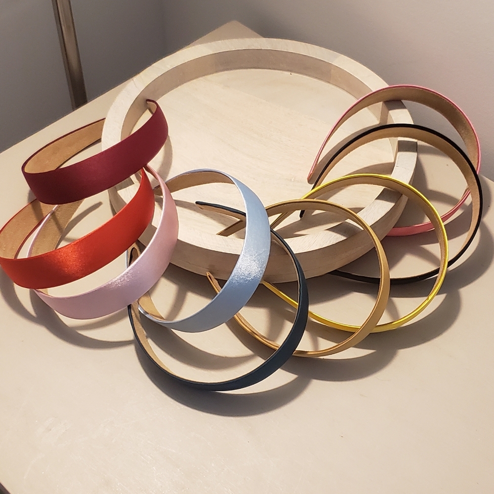 Set Of 9 Various Colored Satin Headbands
